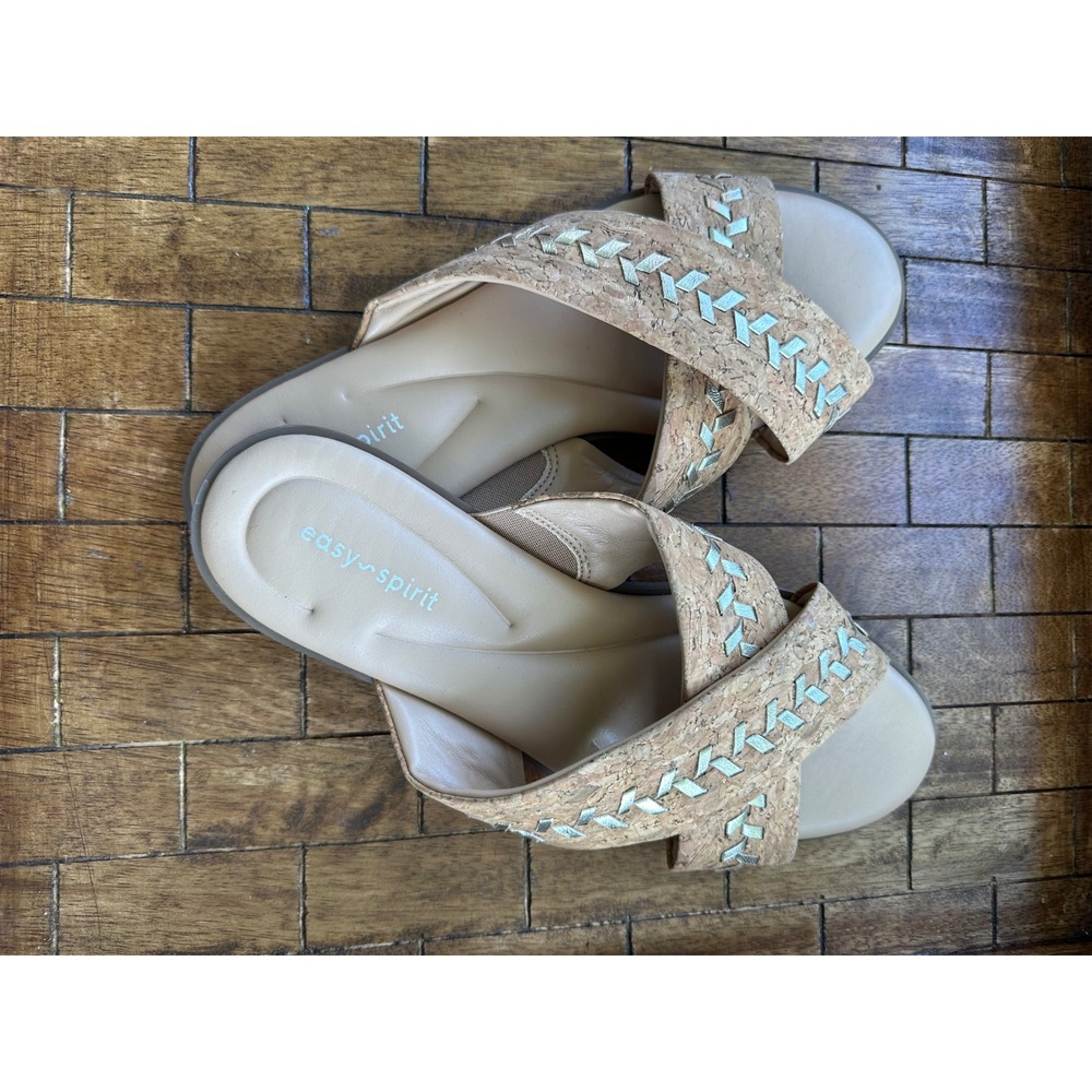 Easy Spirit Cork Crossband Comfort Slide Sandals Casual Shoes Size 7.5‎